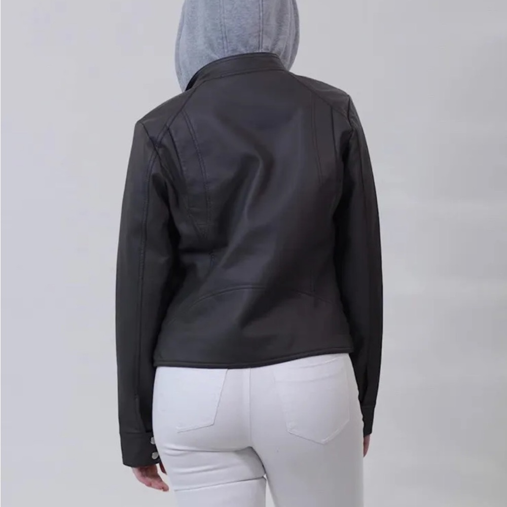 Jou Jou Vegan Leather Moto Jacket Gray Women’s Medium New With Tags - Picture 16 of 16